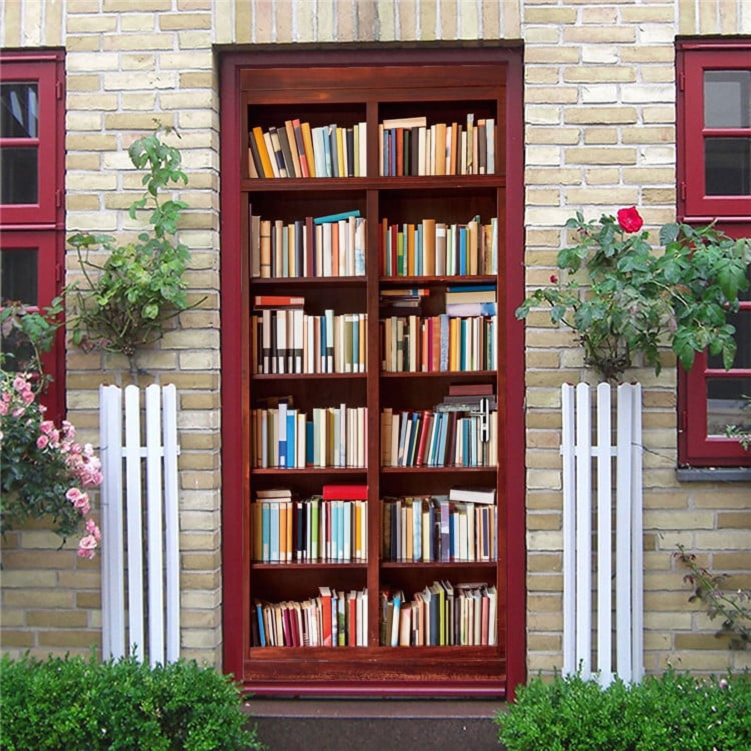 Geometric Line Library Door Stickers Home Decor Waterproof Wallpaper ...