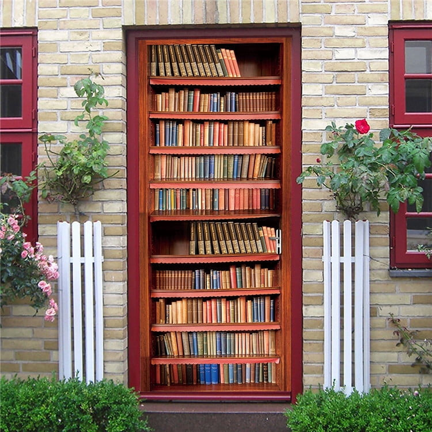 Geometric Line Library Door Stickers Home Decor Waterproof Wallpaper ...
