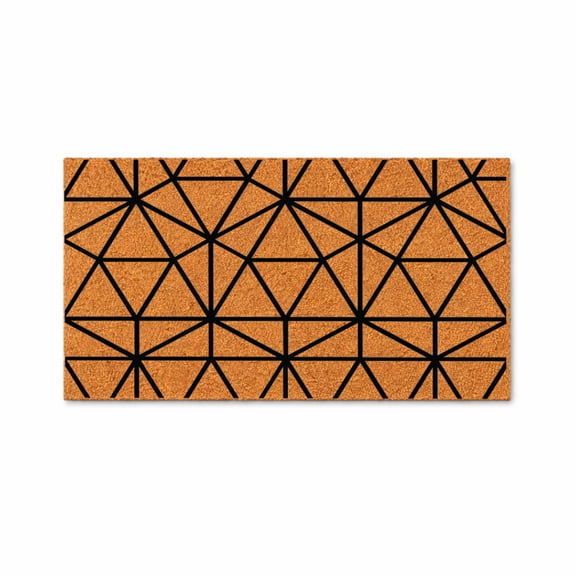 Geometric Line Pattern Doormat, Abstract Triangle Design Door Mat - Brown Coir PVC Outdoor Doormat (16x24 inches) 4351