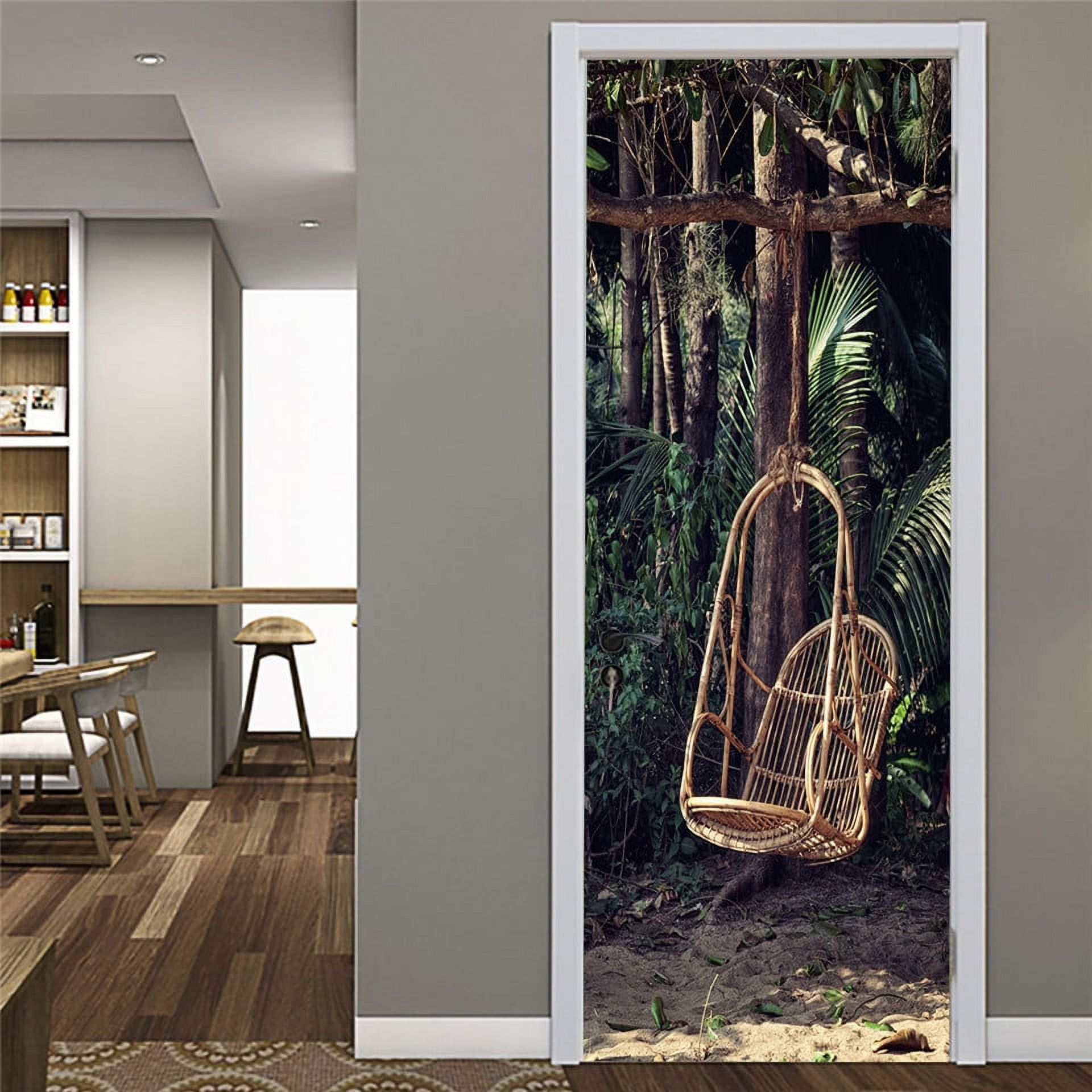 Geometric Lines Door Sticker Adhesive Peel and Stick Wallpaper Wood ...