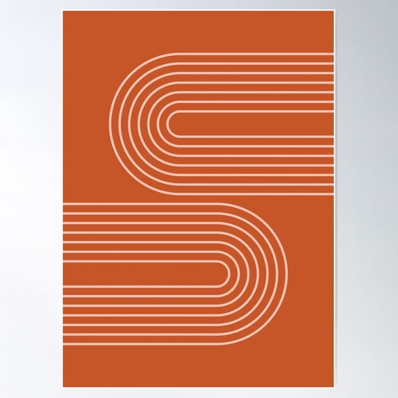 Geometric Lines Rainbow 18 In Red Rose Gold Poster Wall Art, Modern Wall Decor For Living Room Bedroom, 24x36 UNFRAMED