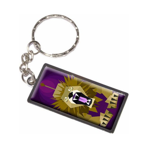 Geometric Lion Magenta Keychain Key Chain Ring