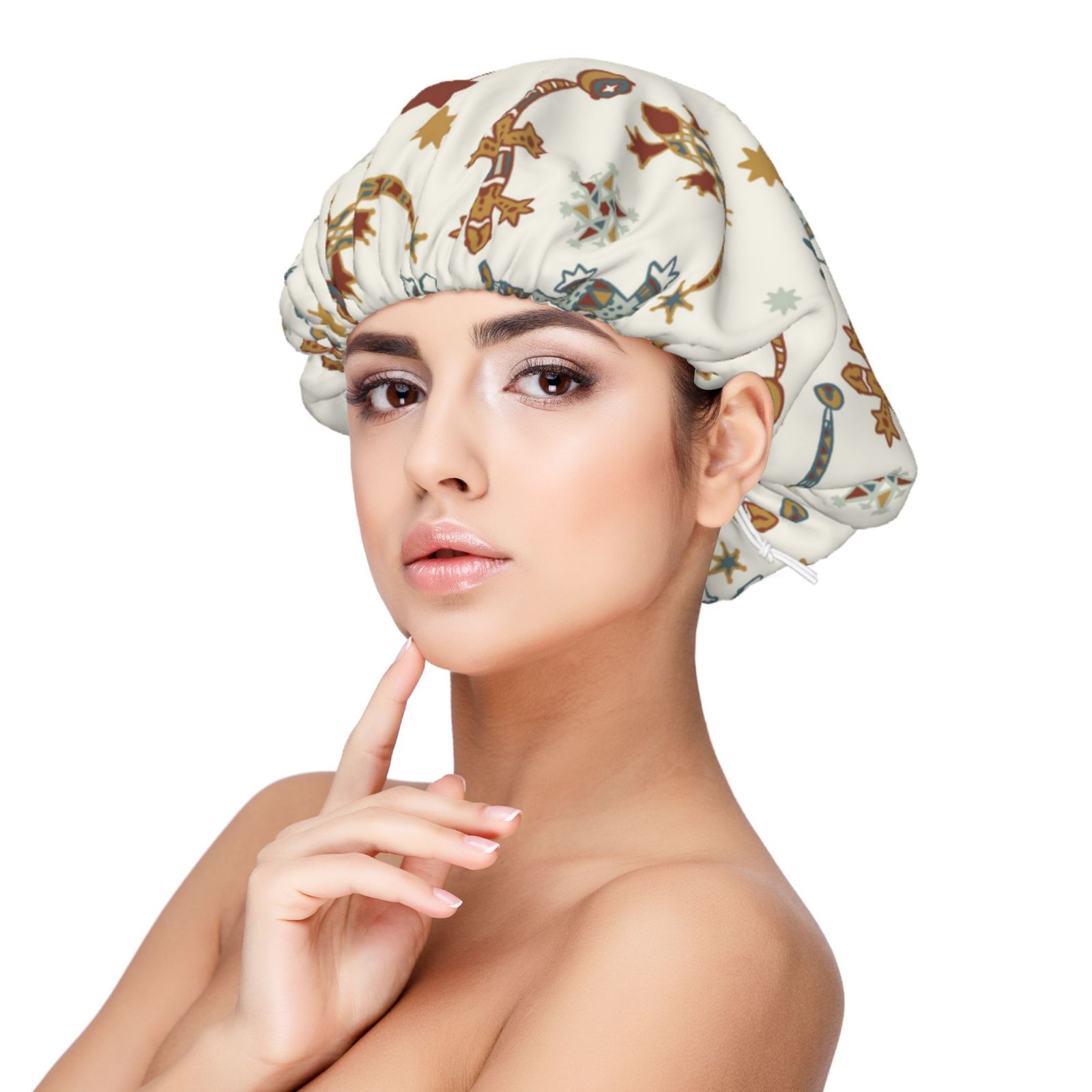 Geometric Lizard Gecko Colorful Silk Bonnet for Sleeping Women/Men ...