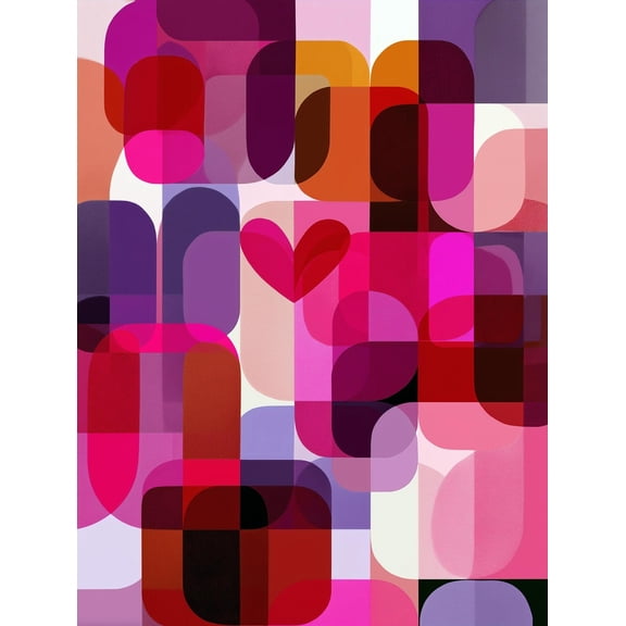 Geometric Love – Modern Abstract Heart Art Poster 【Rolled Canvas】
