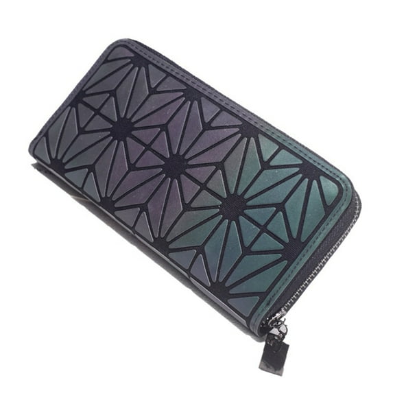 Geometric Luminous Lattice Long Zipper Clutch Bag