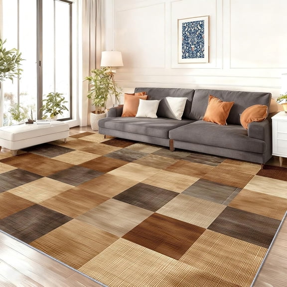 Geometric Machine Washable Area Rug, Non-Slip Antique Cube Abstract Printed Carpet, Ideal for Living Room, Dining Room,Bedroom, Low-Pile-2' x 3'