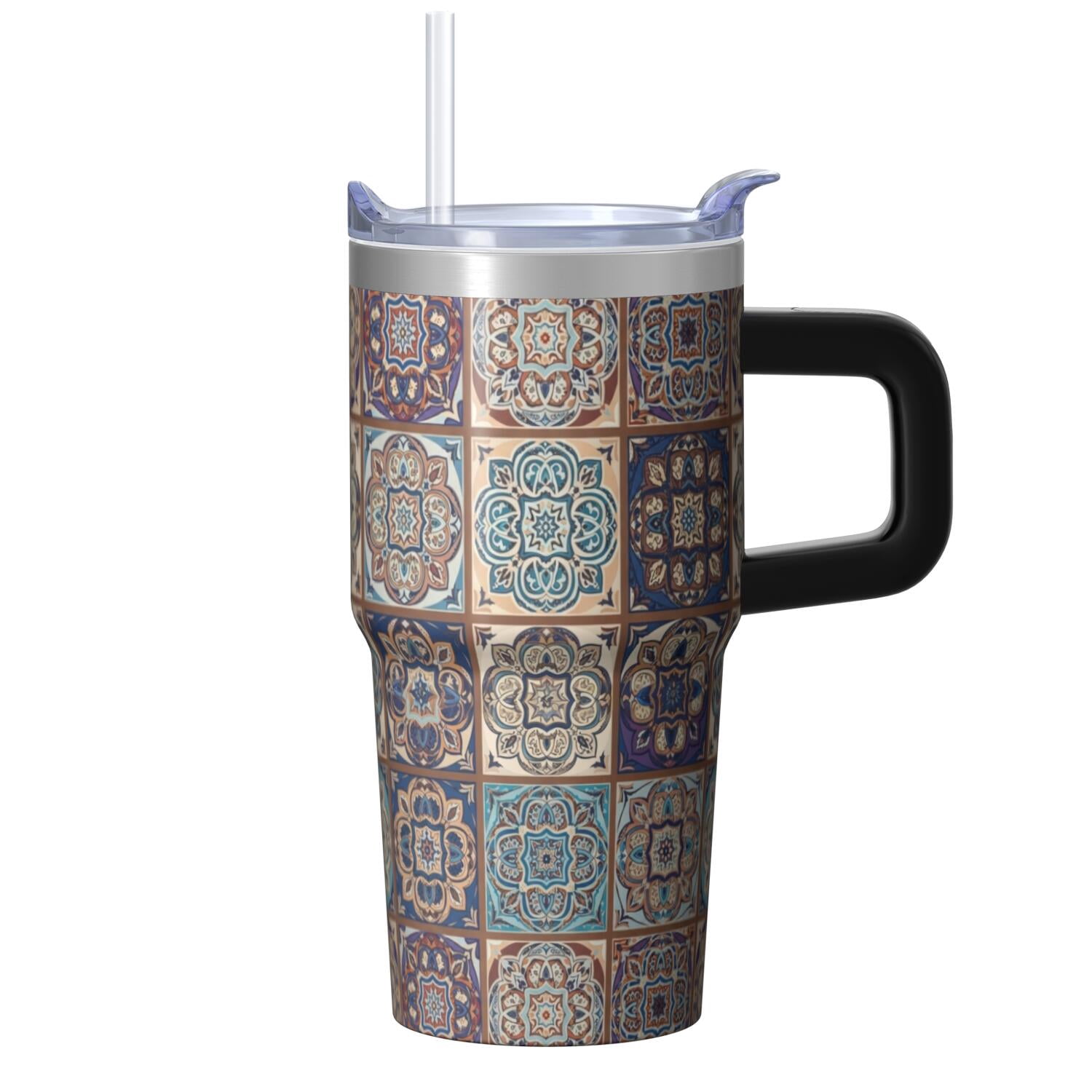 Geometric Mandala Beige Pattern 20oz Insulated Tumbler, Stainless Steel ...
