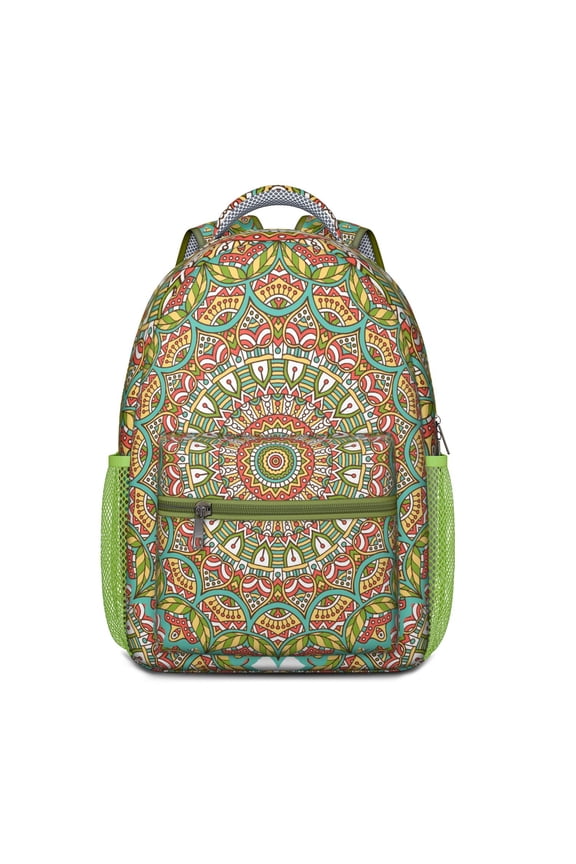 Geometric Mandala Design Backpack for , Spiritual Abstract Ornament, Reflective Lightweight Daypack for Preschool & Elementary Students, Cultural Art Bag for Travel