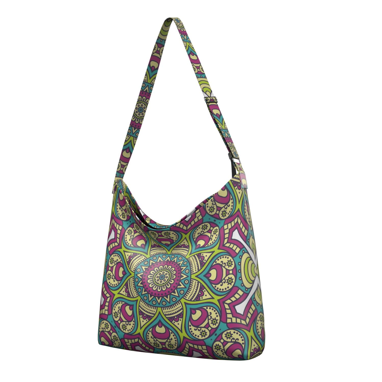 Geometric Mandala Design Crossbody Bag Spacious Multi-Pocket Work Tote for Professionals