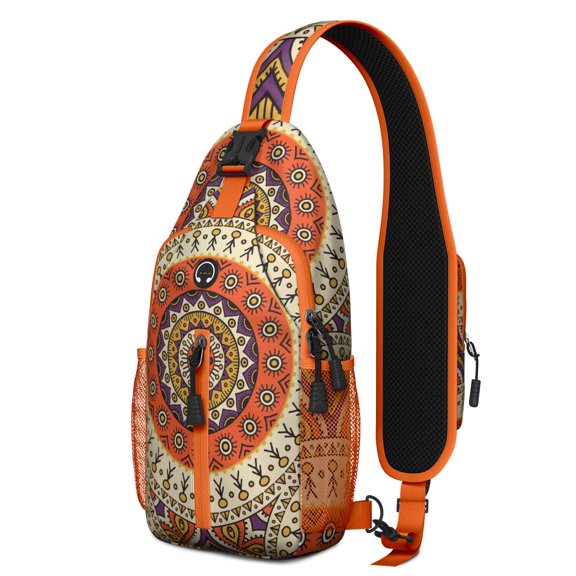 Geometric Mandala Design Sling Bag with Exotic Cultural Pattern, Lightweight Durable Crossbody Backpack, Adjustable Strap, Multiple Compartments for Travel and City Walks