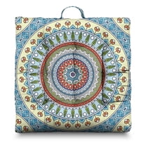 Geometric Mandala Floor Pillow – 22 Inch Large Square Cushion, Vintage Traditional Mandala, Thick for Back Pain Relief