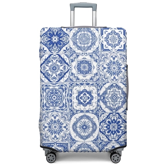 Witite Pattern Geometric Mandala White Pattern Luggage Cover,Stretch Suitcase Dust ...