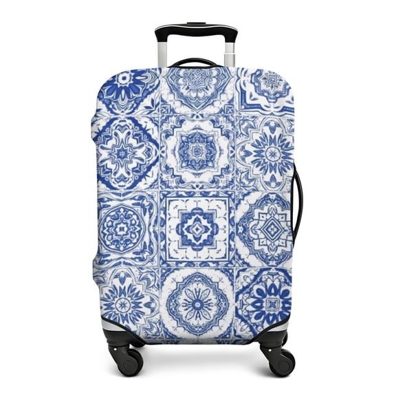 Witite Pattern Geometric Mandala White Pattern Luggage Cover,Stretch Travel Baggage ...