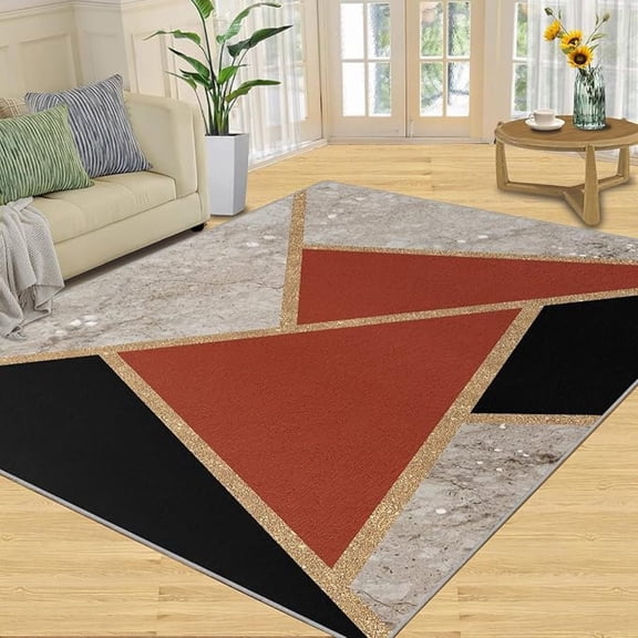 Geometric Marble Carpet Abstract Marble Texture Area Rugs 3D Modern Geometry Area Carpet Irregular Geometric Art Rug For Living Room Dining Room 3x4ft