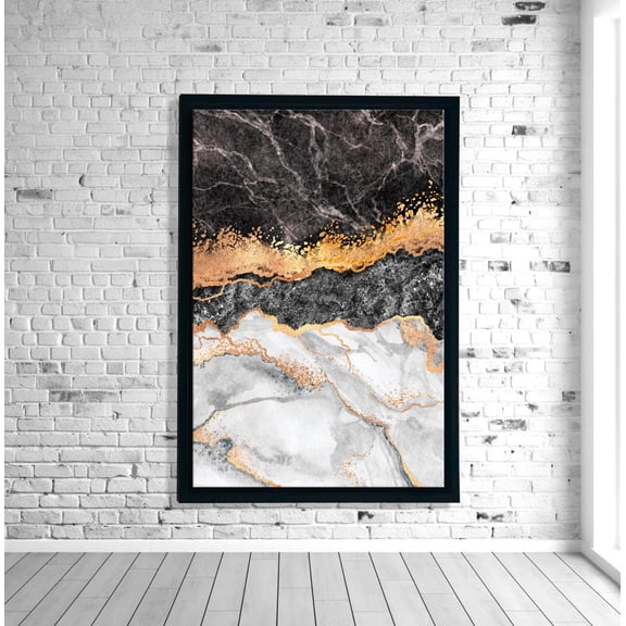 Geometric Marble Pattern Wall Art, Gold Accent Abstract, Modern Luxury Texture Poster, Wall Decor, Wallhanging Home Decor, 8x12 UNFRAMED