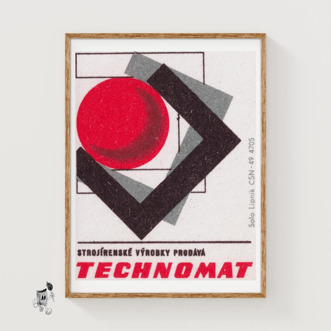 Geometric Matchbox Wall Art Print, Czechoslovak Vintage Constructivist ...