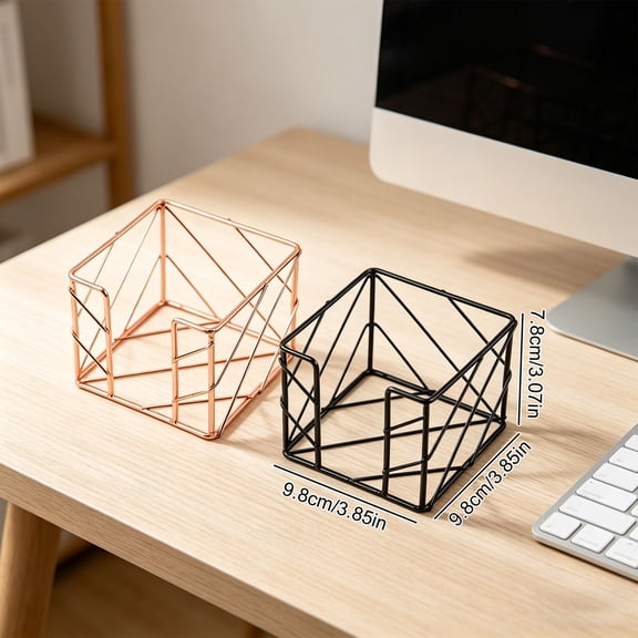 Geometric Memo Cube Holder Post Note Dispenser Desk Organizer for Home office Office Metal Compact Sturdy Anti Slip for 3X3 inch Notes Easy Access Desktop Organization, 2 Sticky Note Holder