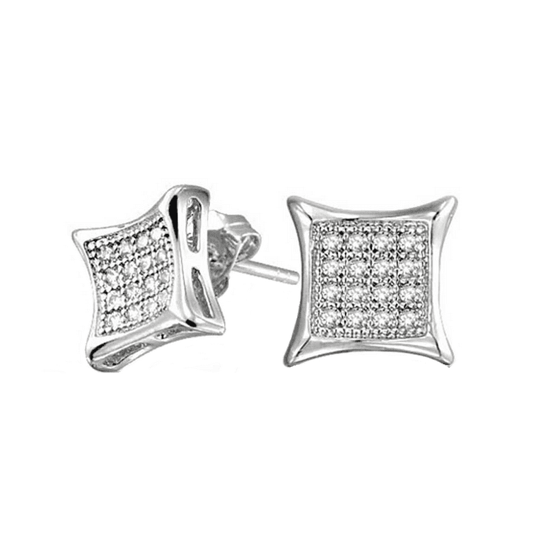 Icy 925 Baguette Micro Pave Earring 14K Gold Finish VVS Cubic Zircon  Crystals / Authentic 925 Sterling Silver Screw Back Earrings