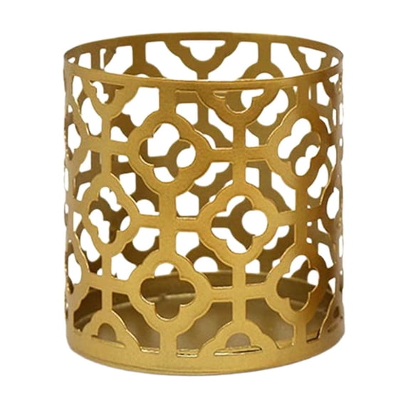 Geometric Metal Candle Holders, Gold Hollow Iron Candlesticks for Table Centerpiece, Aromatherapy Tea Light Cup(A)