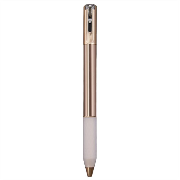 Geometric Metal Crinkle Pen Fidget,Stress Relief Metal Shape Shifting Switchpen,0.5mm Retractable Gel Pen,Champagne Gold