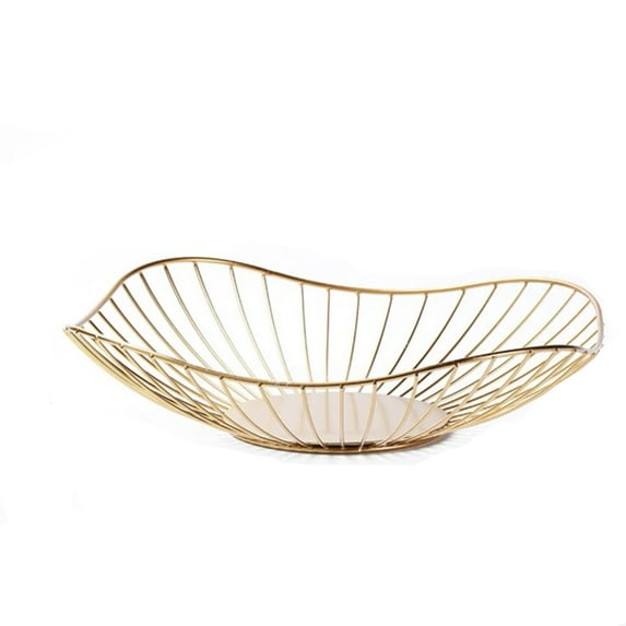 Geometric Metal Fruit Basket, Decorative Fruits and Veggie Bowl for Bread and Snacks, Wire Countertop Storage Rack for Household Items, Kitchen, Table, Centerpiece
