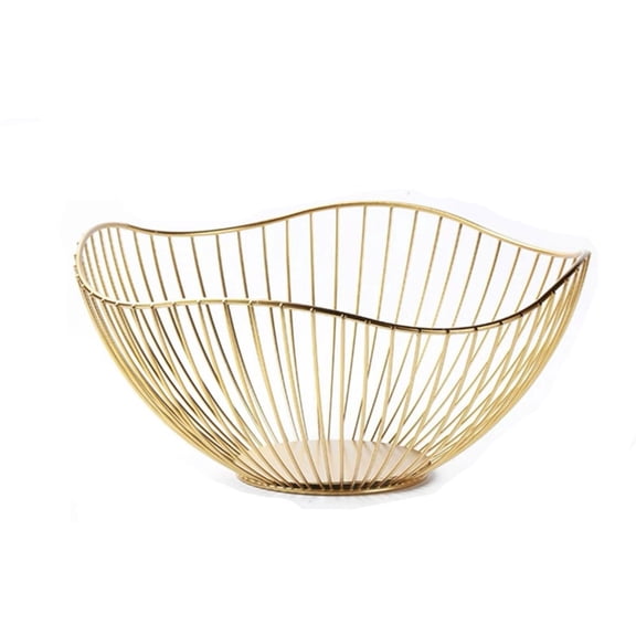 Geometric Metal Fruit Basket, Decorative Fruits and Veggie Bowl for Bread and Snacks, Wire Countertop Storage Rack for Household Items, Kitchen, Table, Centerpiece
