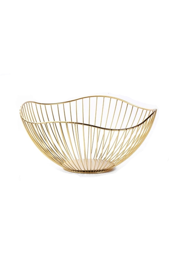 Geometric Metal Fruit Basket, Decorative Fruits and Veggie Bowl for Bread and Snacks, Wire Countertop Storage Rack for Household Items, Kitchen, Table, Centerpiece