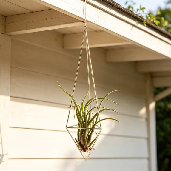 Geometric Metal Hanging Air Plant Holder Minimalist Wire Frame for Indoor Window Wall Bedroom Backyard Display Home Decor