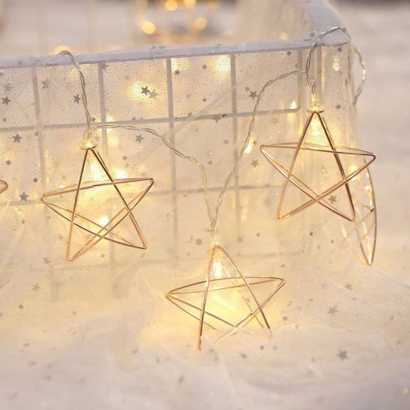 Geometric Metal Lights, 3M 20 LEDs Diamond Fairy String Lights Battery Powered Rose Gold Geometric Led Fairy Lights for Bedroom,Wedding