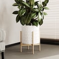 thumbnail image 1 of Geometric Metal Planter Pot With 4-Leg Gold Metal Base - White - 18"H x 13.75"W, 1 of 4