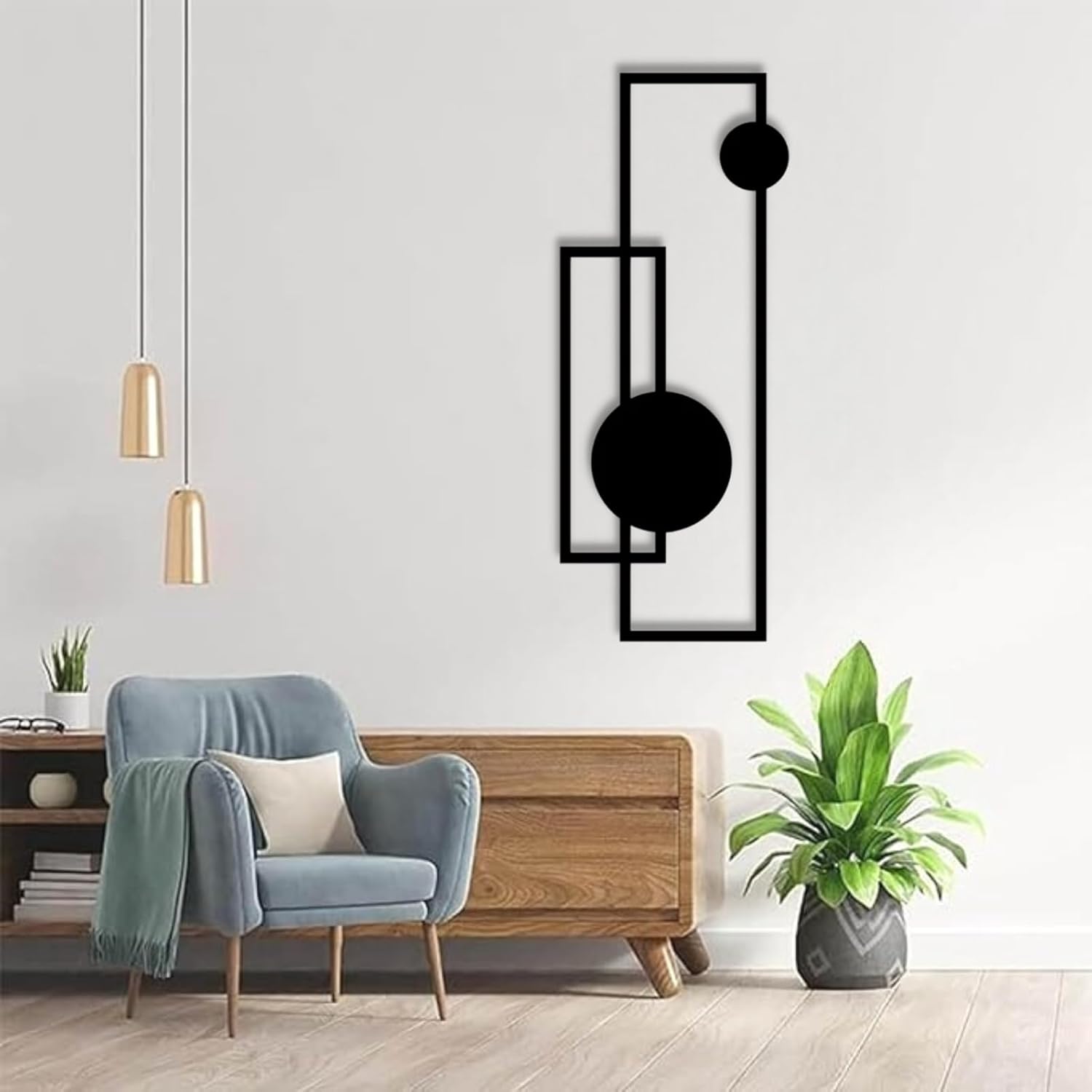 Geometric Metal Wall Art, Geometrical Metal Wall Decor, Metal Line Art ... - Minimalist Metal Wall Decor Divider Panels