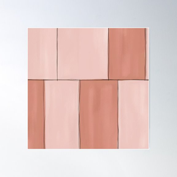 Geometric Minimalist Abstract In Pink And Brown – Modern Wall Art Poster Wall Art, Modern Wall Decor For Living Room Bedroom, 24x24 UNFRAMED