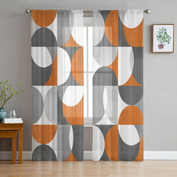 Geometric Minimalist Abstract Sheer Curtains for Living Room Printed Tulle Window Curtain Luxury Home Balcony r Drapes