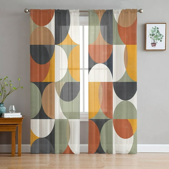 Geometric Minimalist Abstract Sheer Curtains for Living Room Printed Tulle Window Curtain Luxury Home Balcony r Drapes