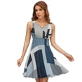 thumbnail image 1 of Geometric Modern Art Blue Gray Black White Dress Fashion Beach Long Dresses Female Party Printed Sundress, 1 of 7