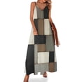 thumbnail image 1 of Geometric Modern Art Brown Gray Black Sleeveless Suspender Dress Summer Fashion Casual Long Dress, 1 of 9