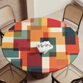 thumbnail image 1 of Geometric Modern Art Colorful Squares Round Table Cover Kitchen Printed Waterproof Tablecloth Elastic Edged Tablecloth Fits Party Wedding Indoor Outdoor Tables, 1 of 8