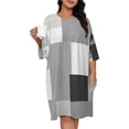 thumbnail image 1 of Geometric Modern Art Gray Black Sleepshirts For Sleeping Travels Loose Sleepdress Pajama Dress Soft Nightdress Sleepwear, 1 of 7