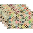 thumbnail image 1 of Geometric Modern Placemats,Colorful Tiles Abstract Geometric Washable Linen Table Mats for Kitchen Table Double Insulation Decor Dining Set Indoor Outdoor 12X18 in Set of 4, 1 of 6