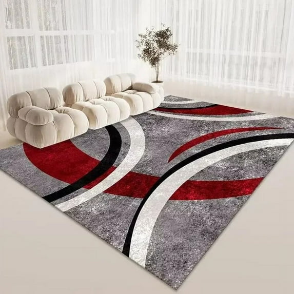 Geometric Modern carpets for living room Red Black Creativity Rugs Sofa Chair Beside Mat Light Luxury Rugs for Bedroom tapete