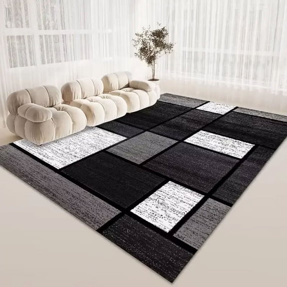 Geometric Modern carpets for living room Red Black Creativity Rugs Sofa Chair Beside Mat Light Luxury Rugs for Bedroom tapete