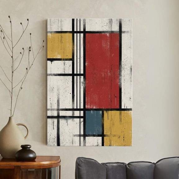 Geometric Mondrian Style Urban Poster, Unframed Paper Poster 8x10in