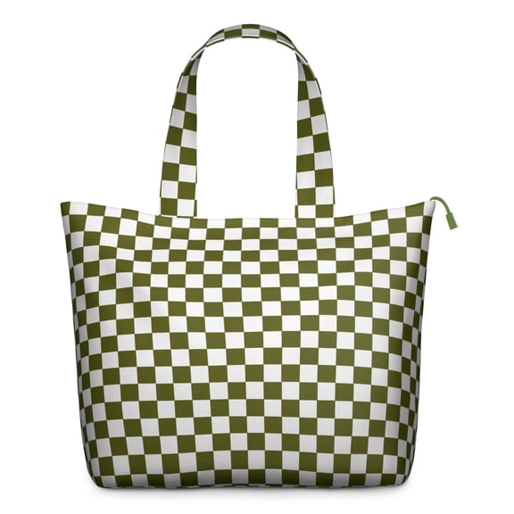 Geometric Moroccan Print Carry-On Bag - Spacious Checkered Travel Tote with Secure Zipper & Reinforced Handles for Long Trips