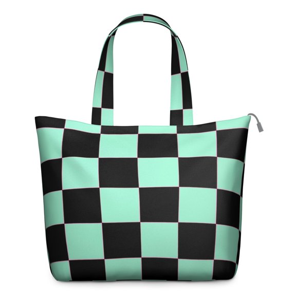 Geometric Moroccan Travel Bag Weekender Duffel Tote with Rustic Checkered Pattern, Buffalo Plaid Style, for Weekend Trips
