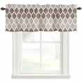 thumbnail image 1 of Geometric Moroccan Window Valance Curtain Moroccan Trellis Grey Brown Rod Pocket Short Curtain for Living Room, Bedroom & Kitchen Window Decor 54x18in, 1 of 8