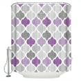 thumbnail image 1 of Geometric Morocco Shower Curtain, 48" x 72", Quatrefoil Lattice Purple Grey Waterproof Bathroom Curtain Washable Shower Curtain Set with 12 Hooks, 1 of 6