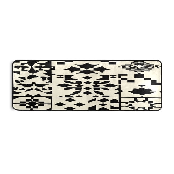 Geometric Mosaic 72x24" Runner Rug, Non-Slip Memory Foam Cushion, Anti-Crease for Hallways and Bedrooms