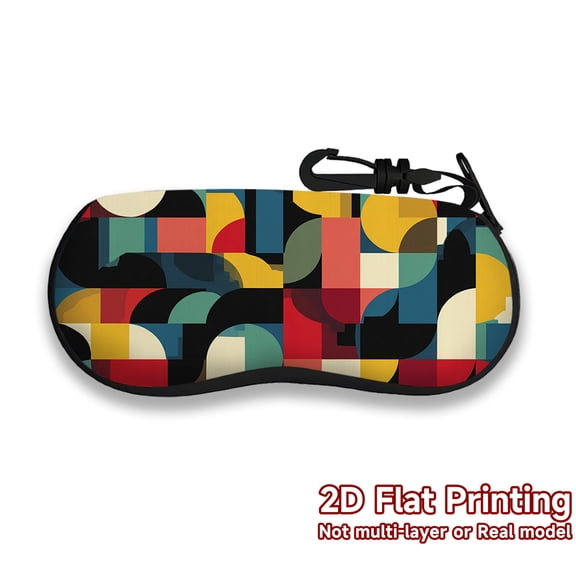Geometric Mosaic Pattern Glasses Case Neoprene Lightweight Soft Shell  Padded Protection  Zip Closure  Portable Travel Accessory