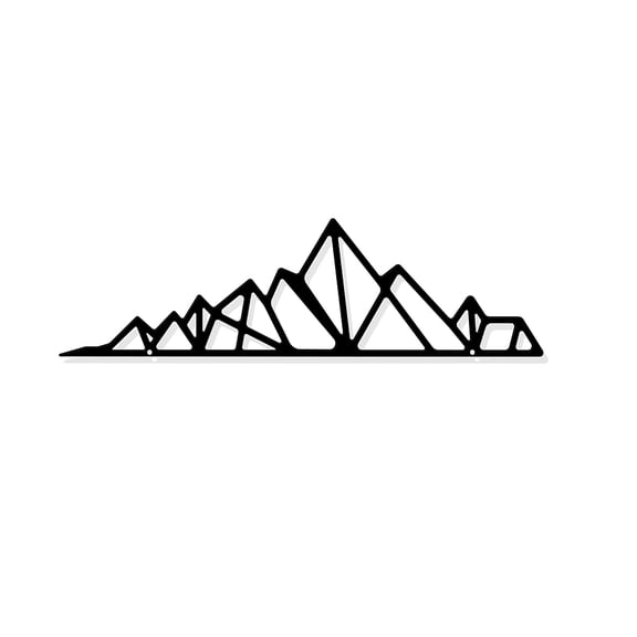 Geometric Mountain Metal Wall Art Black Mountain Wall Hanging Decor 10.8x3.2 Inches