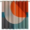 thumbnail image 1 of Geometric Mountains Sun Blackout Curtains,Orange Blue Geometry Living Room Curtains,2 Panels,Top Grommet Style,Bedroom Living 52x63 inch, 1 of 5
